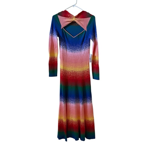 🆕 AMUR Vivian Rainbow Knit Midi Dress Sz M - Picture 3 of 8